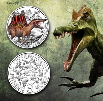 Spinosaurus : die erste Münze der neuen  3 Euro-Serie ist da! - Spinosaurus : die erste Münze der neuen  3 Euro-Serie ist da!
