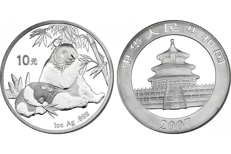 10 Yuan 2007 "Panda sitzend mit Baby" KM.--