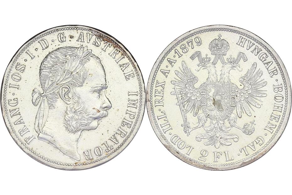 2 Gulden 1879 J.343/Fr.1378  Av. feine Kratzer, vz-stgl.