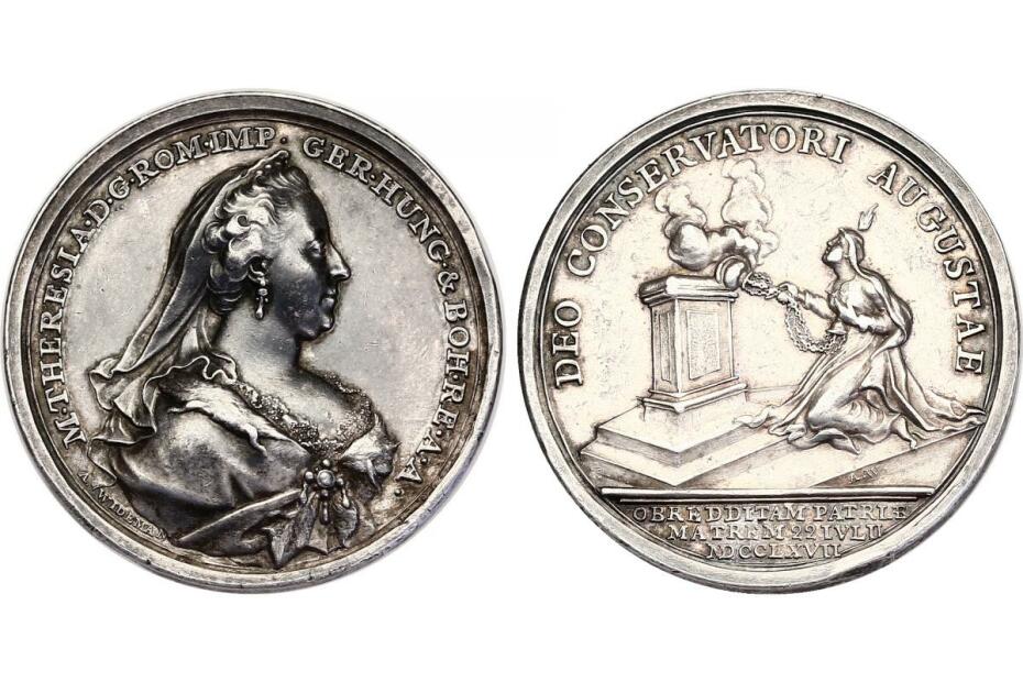 Ag-Medaille 1767 a.d.Genesung v.d.Pocken, Medailleur Wideman Mont.1976/Horsky2947  f.vz  