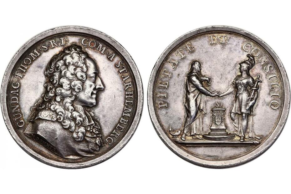 Ag-Medaille o.J. (1745) Gundacker Thoas - Graf Starhemberg - Auf seinen Tod, 35,1g, 44mm, Medailleur Donner, f.vz  R   